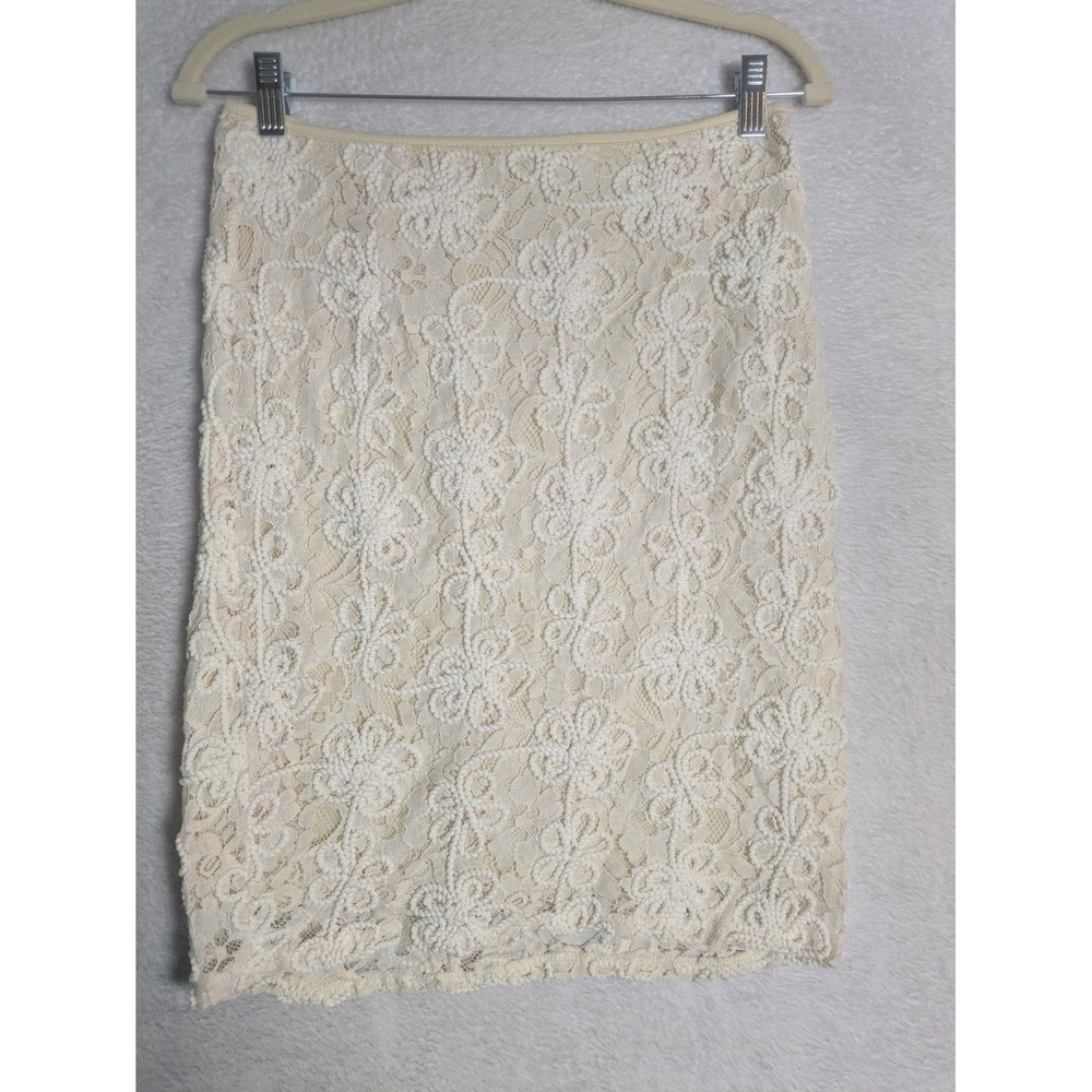 Lapis Mini Skirt Womens Small Ivory Cream Floral Corded Lace Lined Lapis S Skirt